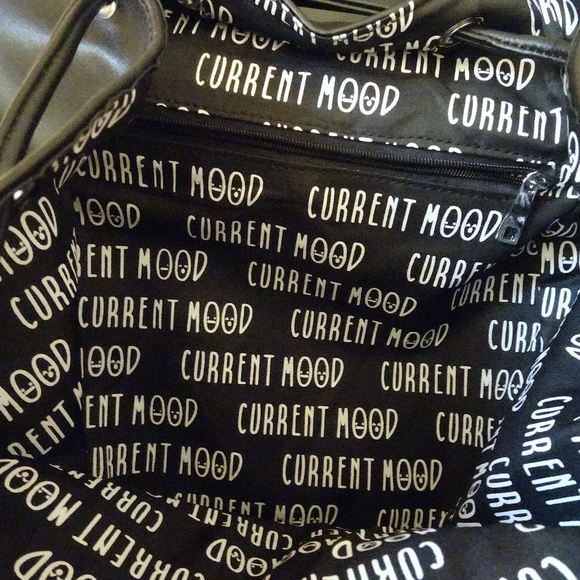 Current Mood Black Vegan Leather Punk Emoji Pin Goth Backpack:) - Picture 7 of 8